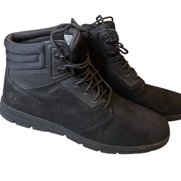 Men's 12 TIMBERLAND Graydon Mid Lightweight Black Nubuck Hiking Trail Boot EUC - Picture 1 of 13